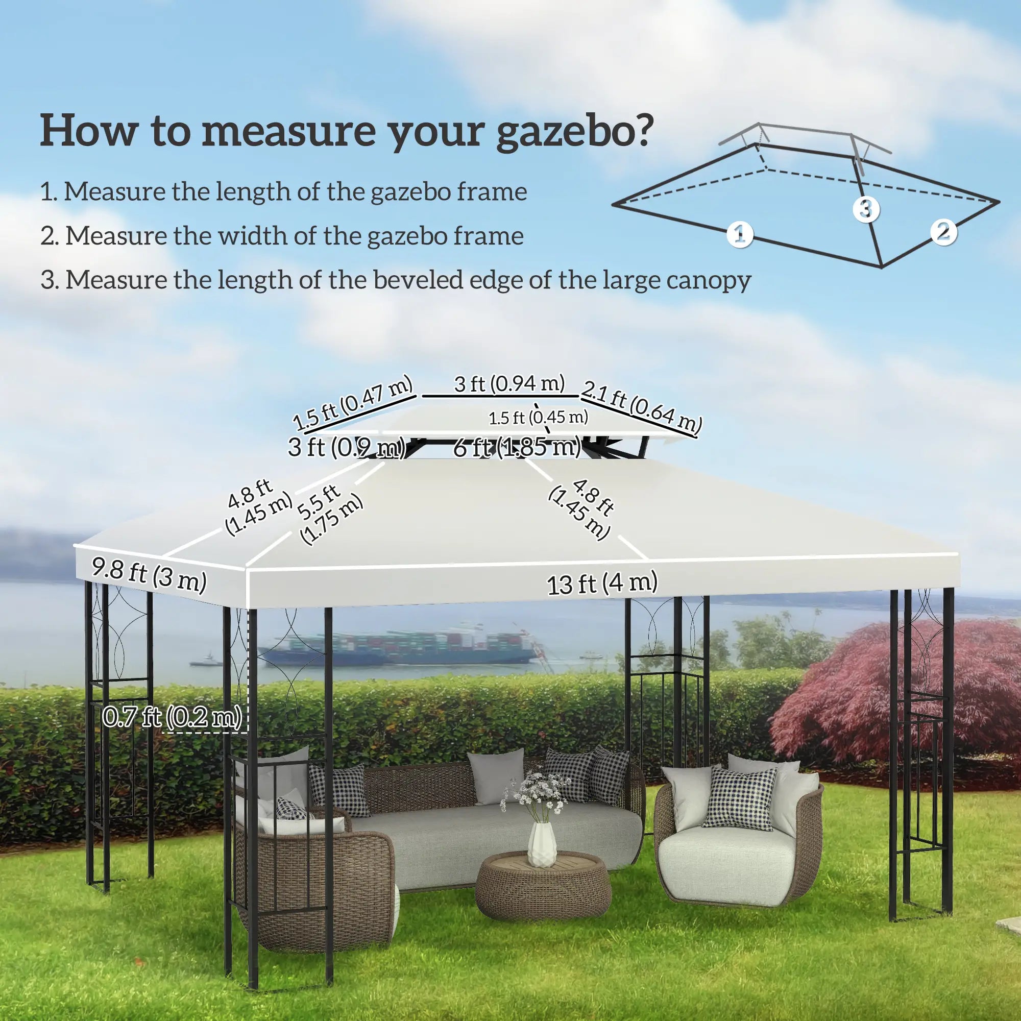 13'x10' 2 Tier Gazebo Top Only, UV Cover, Cream White Gazebo Canopy Replacement at Gallery Canada