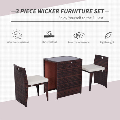 3-Piece Wicker Patio Dining Set, Removable Cushions, Glass Table, Cream White Outdoor Dining Sets at Gallery Canada