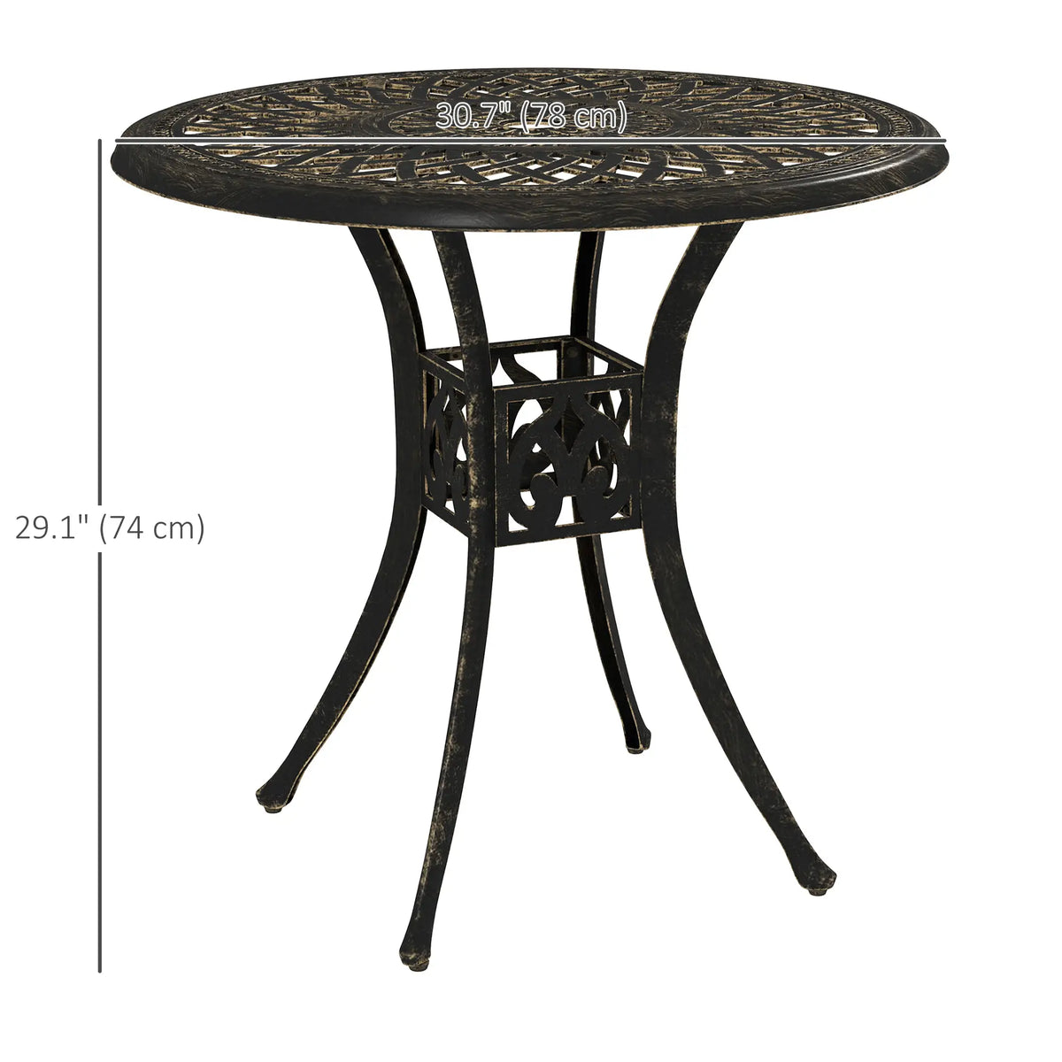 30-Inch Round Patio Dining Table, Cast Aluminum Outdoor Bistro Table, Brown Patio Dining Tables at Gallery Canada