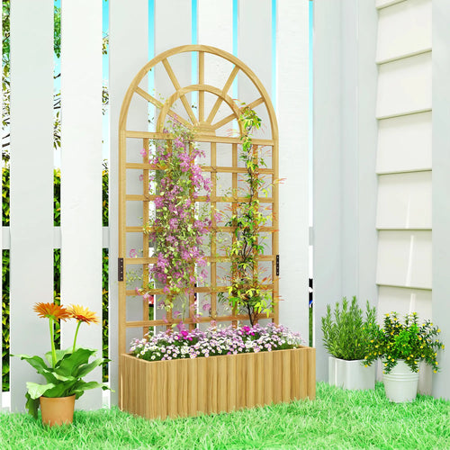 Wooden Raised Garden Bed with Trellis, Elevated Planter Box