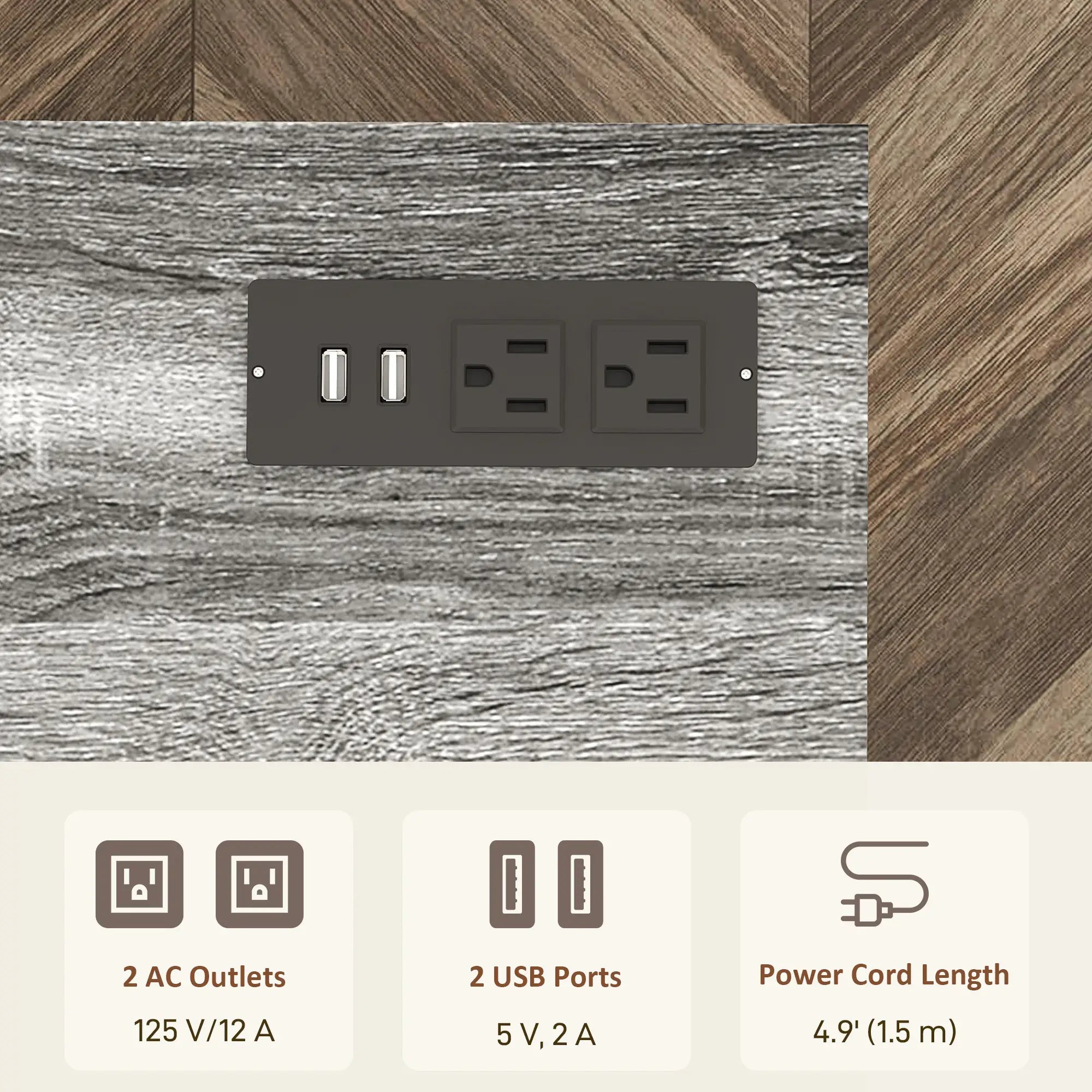 Mobile Printer Stand, Charging Station, USB Ports, Locking Cabinet, A4 Letter Size, Grey Office Cabinets & Cupboards at Gallery Canada