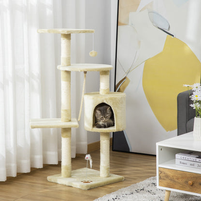 44" Scratching Cat Tree Multi Level Activity Center Kitty Condo Furniture Post Beige at Gallery Canada