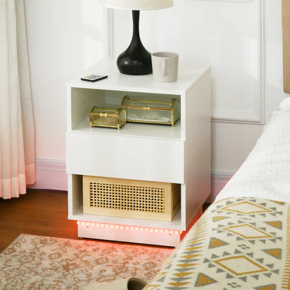 LED Nightstand with Lights, Drawer, 2 Shelves, Remote, 15.7 Inch Bedside Tables at Gallery Canada