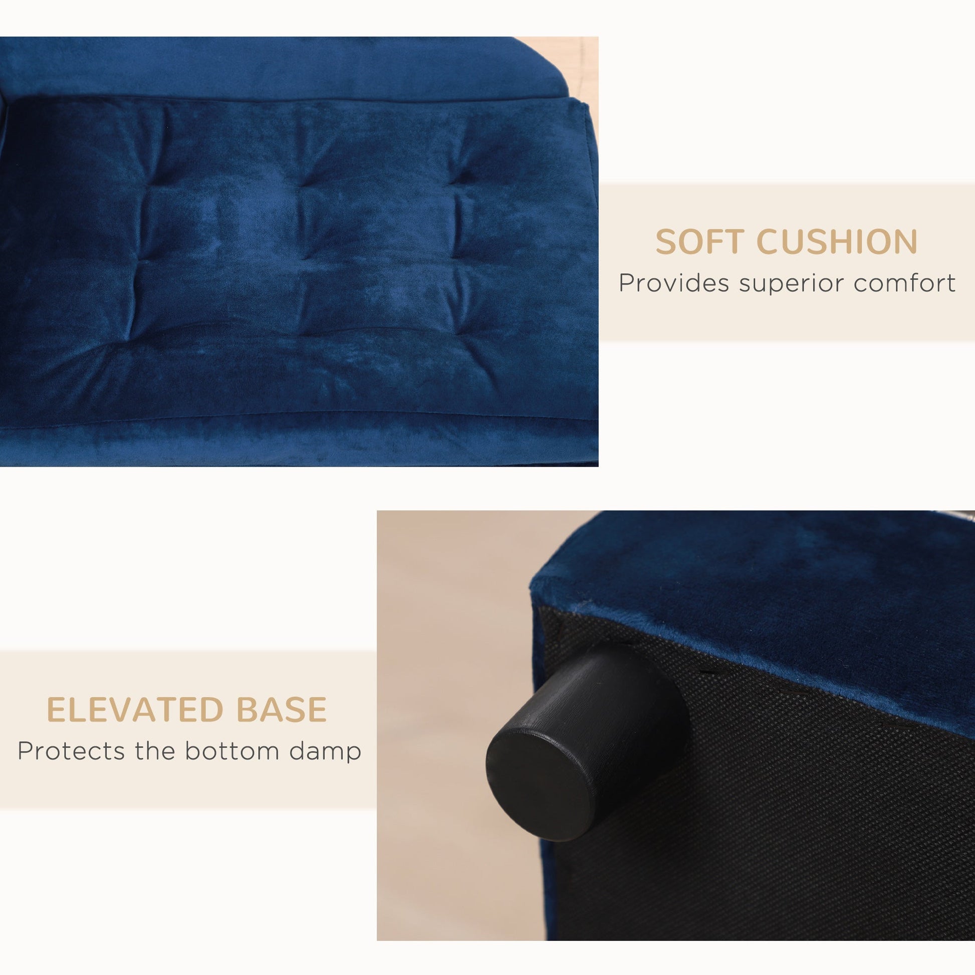 Pet Sofa Dog Couch Chaise Lounge Pet Bed with Storage Function Small Sized Dog Various Cat Sponge Cushioned Bed Lounge, Blue at Gallery Canada