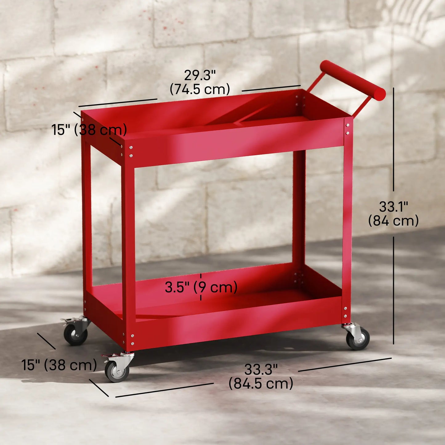 2 Tier Rolling Tool Cart With Wheels, Red Tool Organizers at Gallery Canada