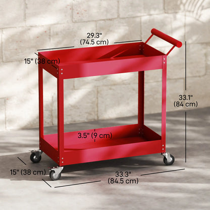 2 Tier Rolling Tool Cart With Wheels, Red Tool Organizers at Gallery Canada