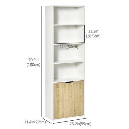 4-Tier Open Bookshelf with Doors, Home Office Storage Cabinet, Oak White Bookshelves at Gallery Canada