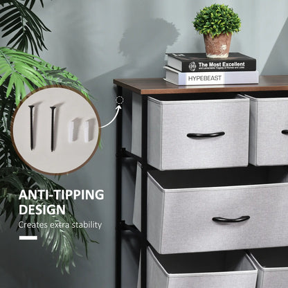 8-Drawer Dresser, 3-Tier Fabric, Steel Frame, Wooden Top, Grey Storage Cabinets at Gallery Canada