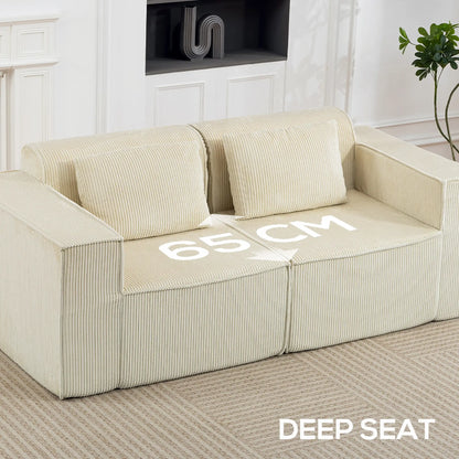 Boneless Couch, Corduroy 3 Seater Sofa, Deep Seat, Wide Armrests, Beige 3-Seater Sofas at Gallery Canada
