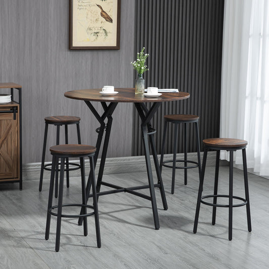 5-Piece Bar Table and Chairs Set, Space Saving Dining Table with 4 Stools for Pub &; Kitchen - Gallery Canada