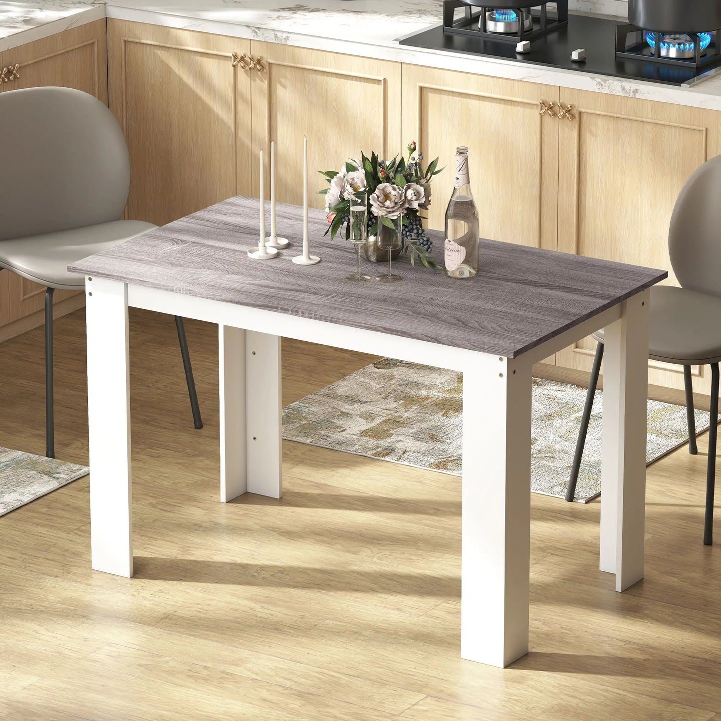 Kitchen Table for 4-6, Wood Effect Dining Table, Grey Dining Tables at Gallery Canada