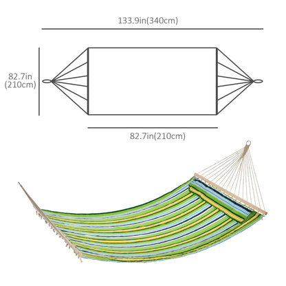 83" Patio Double Hammock, Wide Outdoor Bed, Fits 2, White Stripe, White Camping Hammocks at Gallery Canada