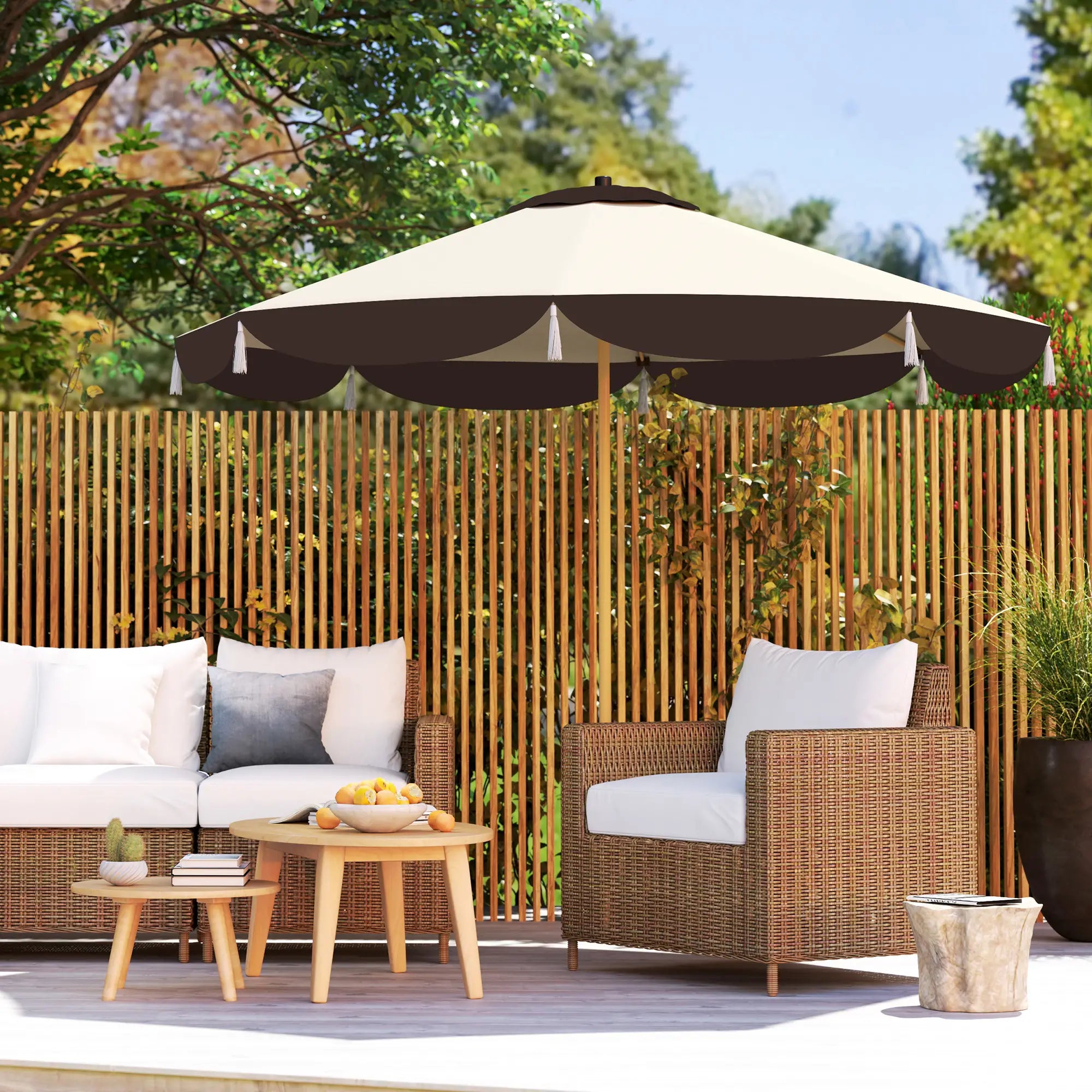 9FT Patio Umbrella, UPF 50+, 8 Ribs, Vented, Beige Sun Umbrellas at Gallery Canada