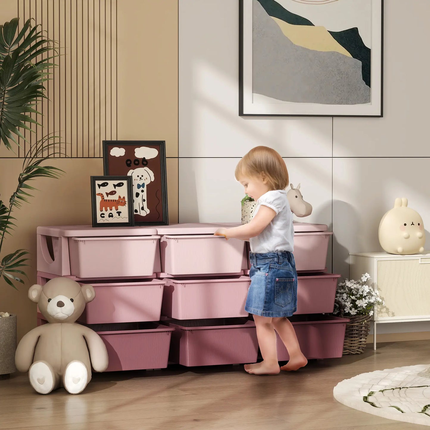 3 Tier Toy Organizer, 9 Plastic Drawers, Pink Baby & Kids Storage at Gallery Canada