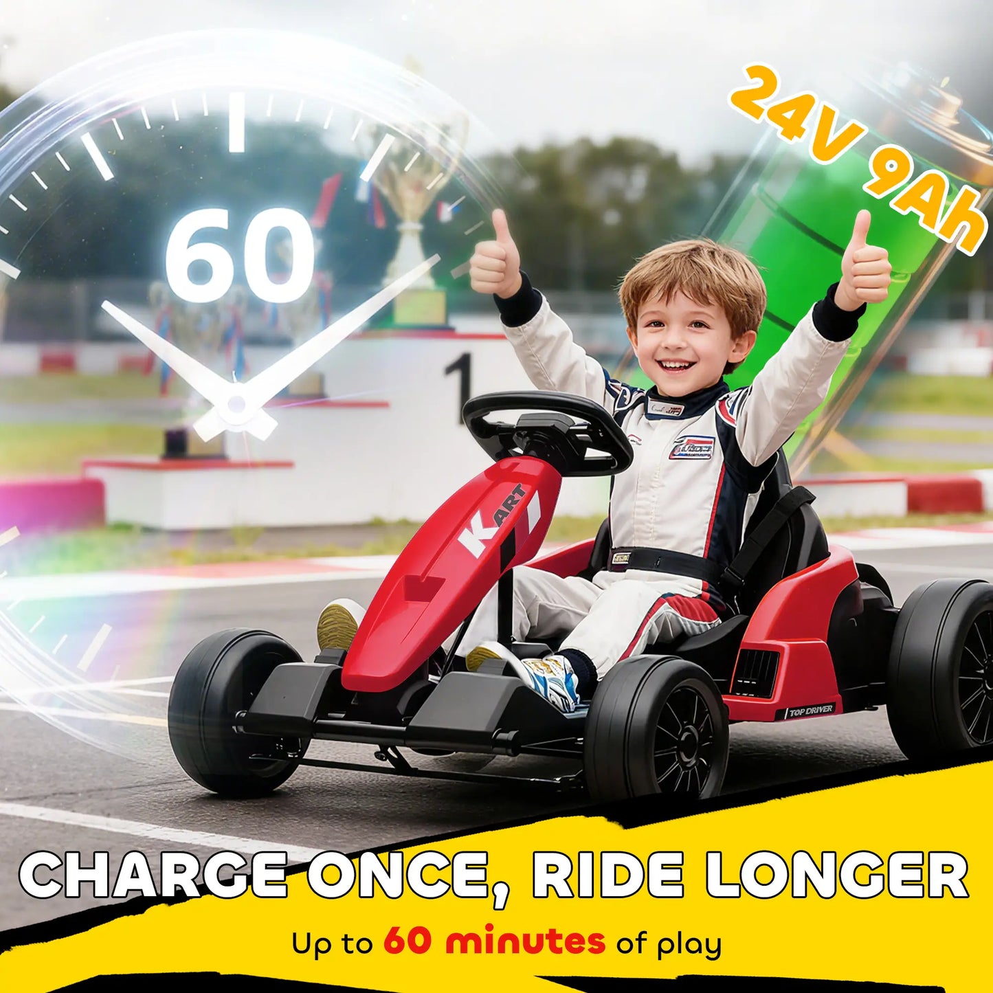 24V Electric Go Kart, Dual 150W Motors, Adjustable Seat, 11.2MPH, Red Electric Ride-On Toys at Gallery Canada