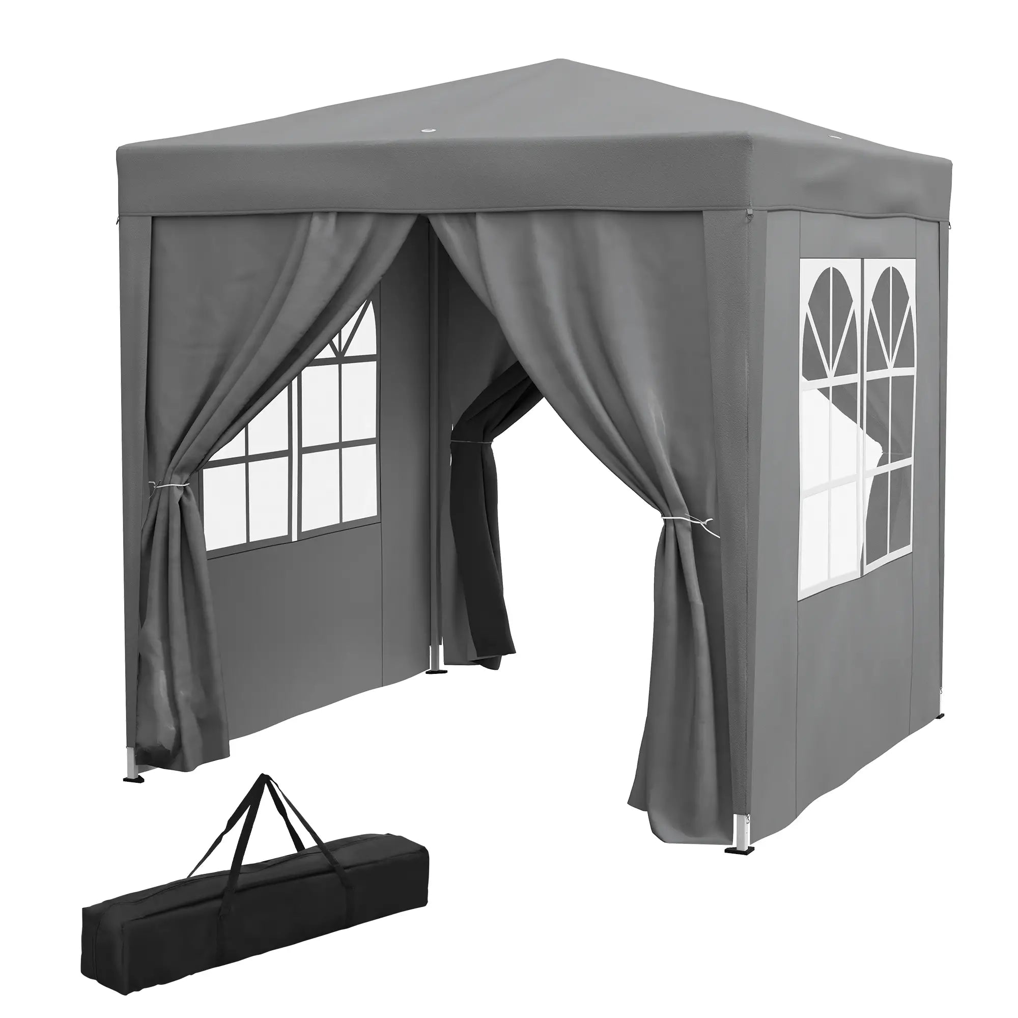6.6'x6.6' Pop Up Canopy Tent, Instant Sun Shelter With Carry Bag, Grey Pop Up Canopies Grey at Gallery Canada