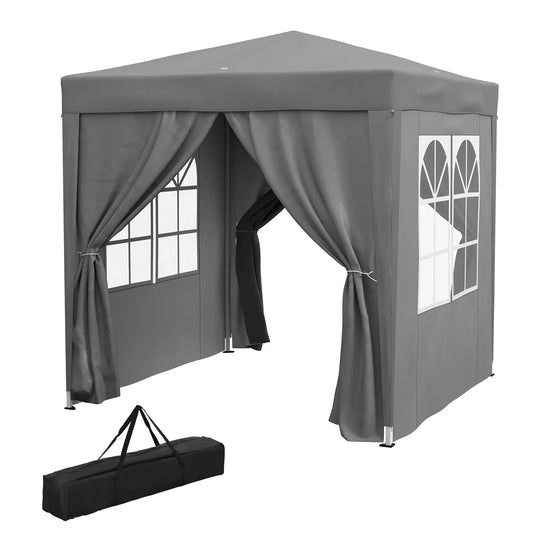6.6'x6.6' Pop Up Canopy Tent, Instant Sun Shelter With Carry Bag, Grey Pop Up Canopies Grey at Gallery Canada