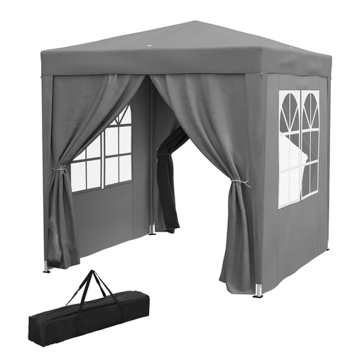 6.6'x6.6' Pop Up Canopy Tent, Instant Sun Shelter With Carry Bag, Grey