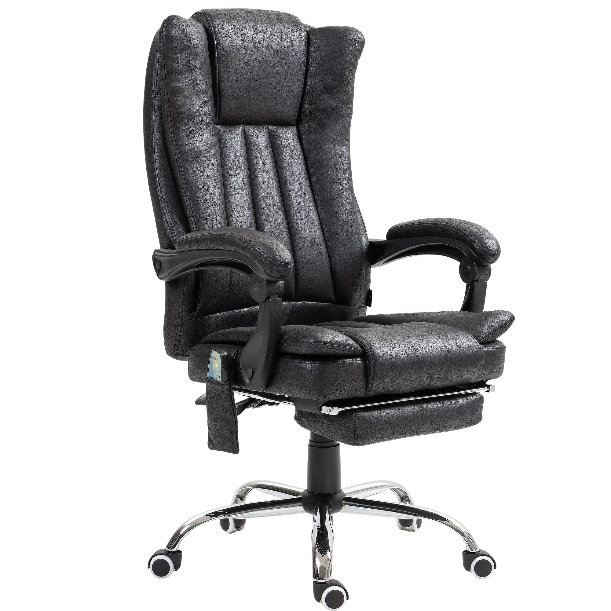 Office Chair, 6-Point Vibration Massage, Micro Fiber Recliner, Retractable Footrest, Black Massage Chairs Black at Gallery Canada
