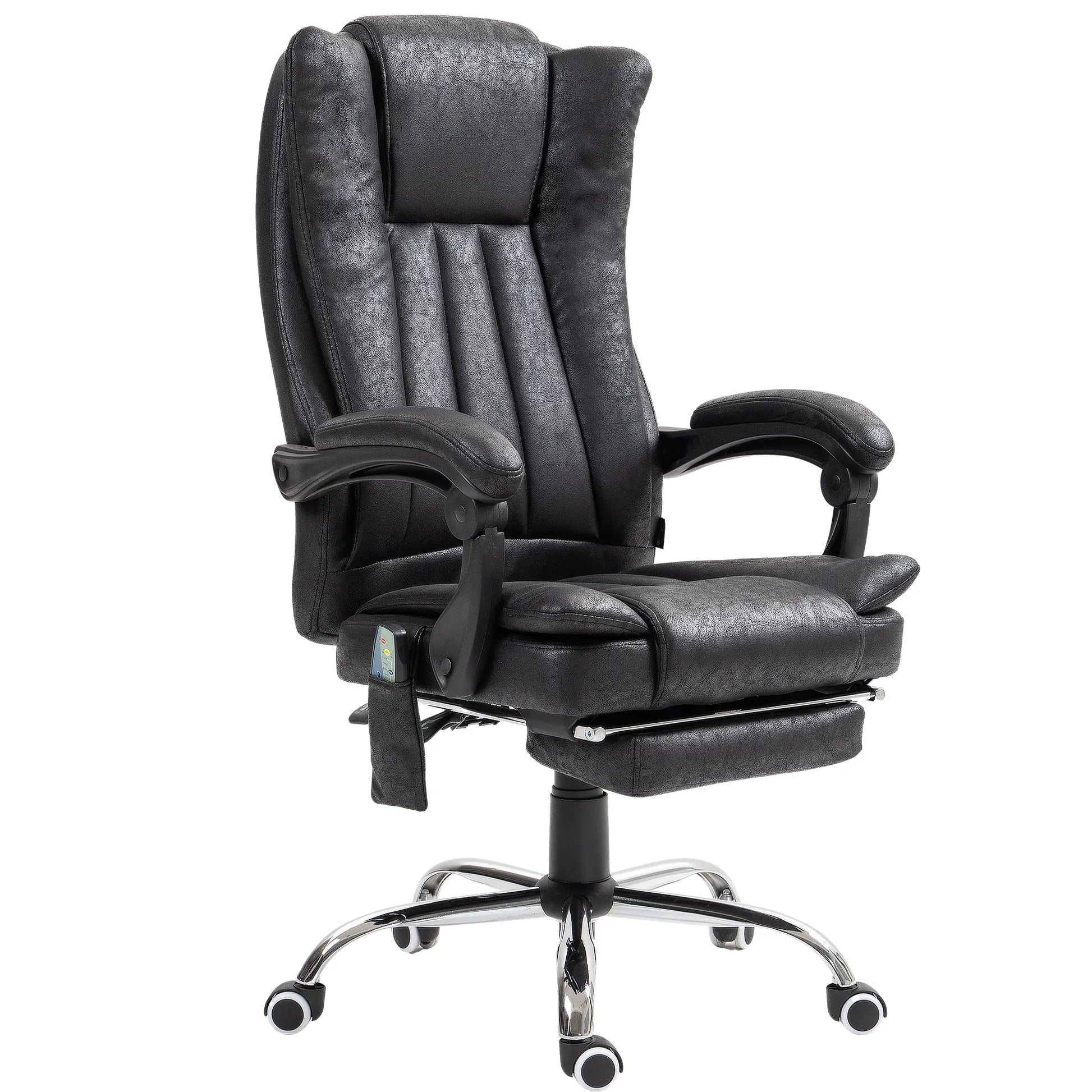 Office Chair, 6-Point Vibration Massage, Micro Fiber Recliner, Retractable Footrest, Black Massage Chairs Black at Gallery Canada