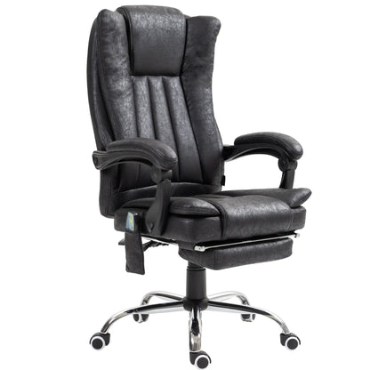 Office Chair, 6-Point Vibration Massage, Micro Fiber Recliner, Retractable Footrest, Black Massage Chairs Black at Gallery Canada
