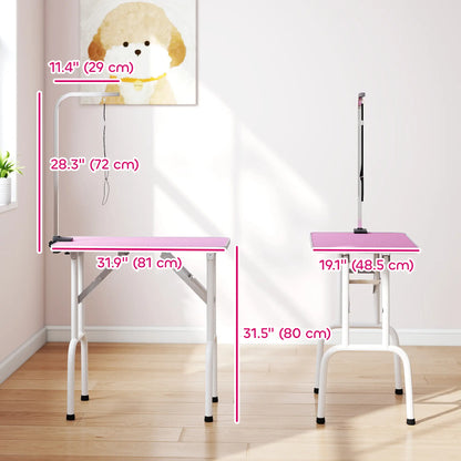 Foldable Pet Grooming Table, Adjustable Arm, Non-Slip, Pink Dog Grooming Tables at Gallery Canada