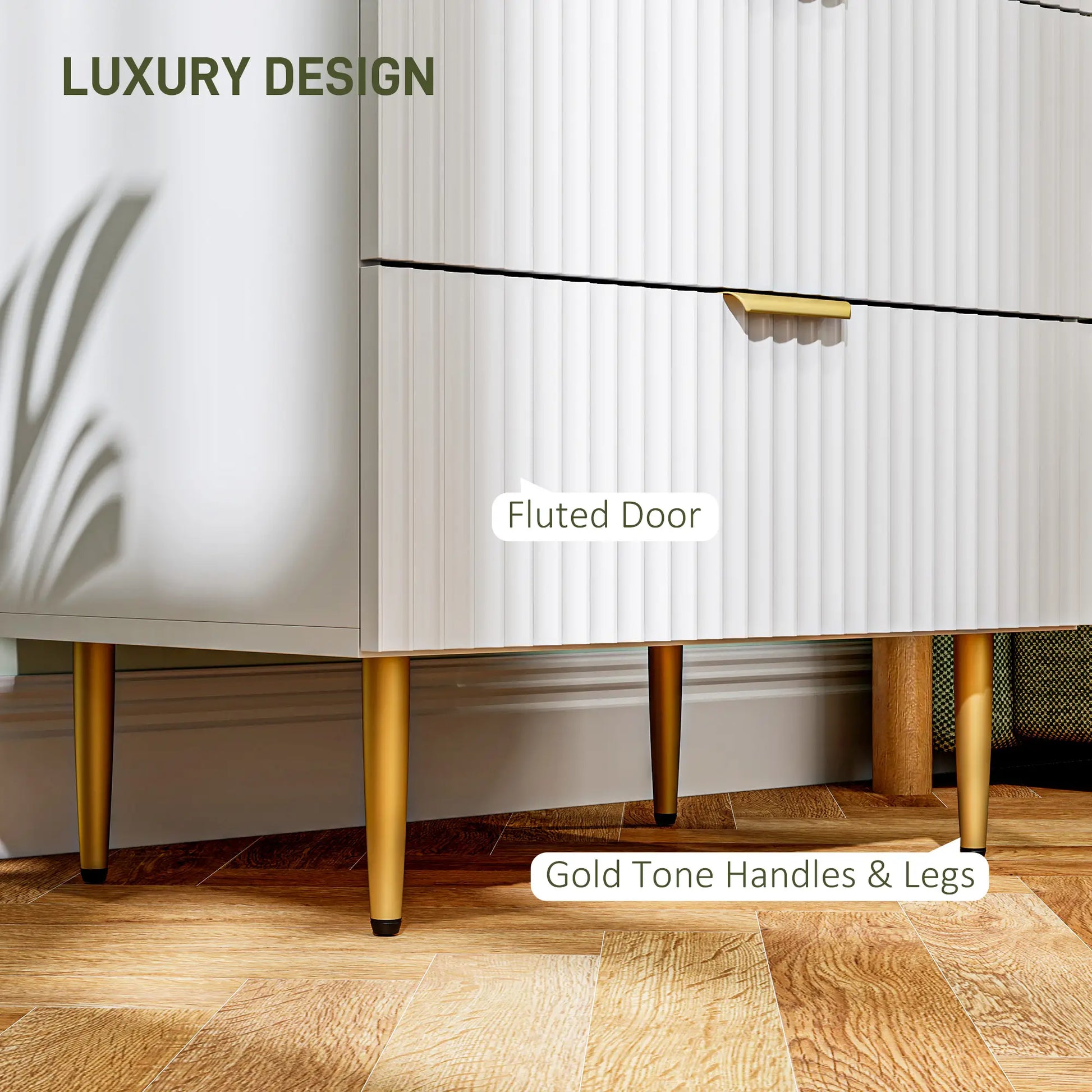 Modern 4 Drawer Dresser, Gold Legs, Bedroom Chest, White Storage Cabinets at Gallery Canada