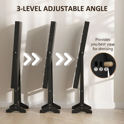 Free Standing Armoire Organizer, Lighted Mirrored Jewelry Cabinet, 16 LED Lights, Black Jewelry Armoire & Jewellery Mirror Cabinets at Gallery Canada