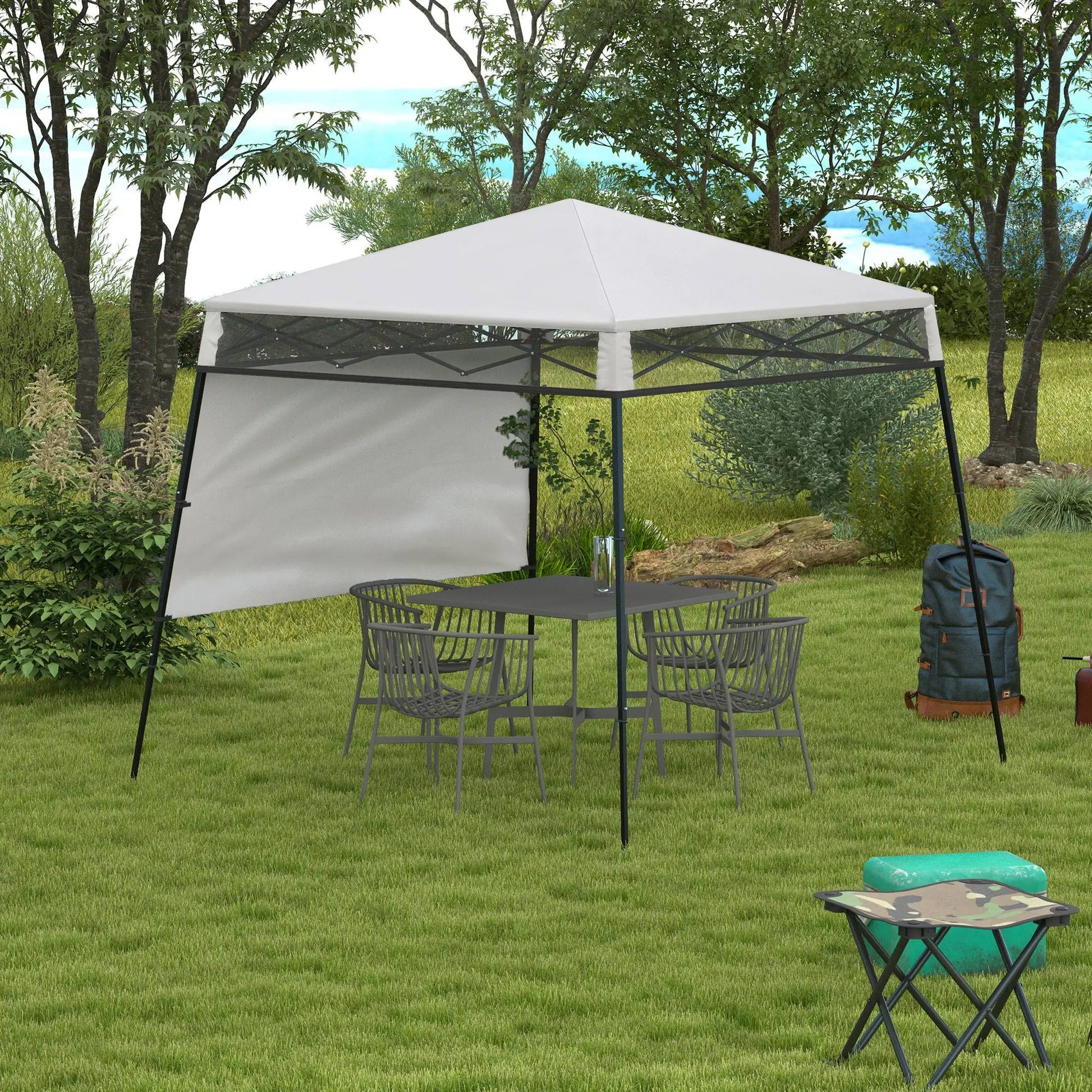 7' x 7' Pop Up Canopy Gazebo Tent, Adjustable Legs, White Pop Up Canopies at Gallery Canada