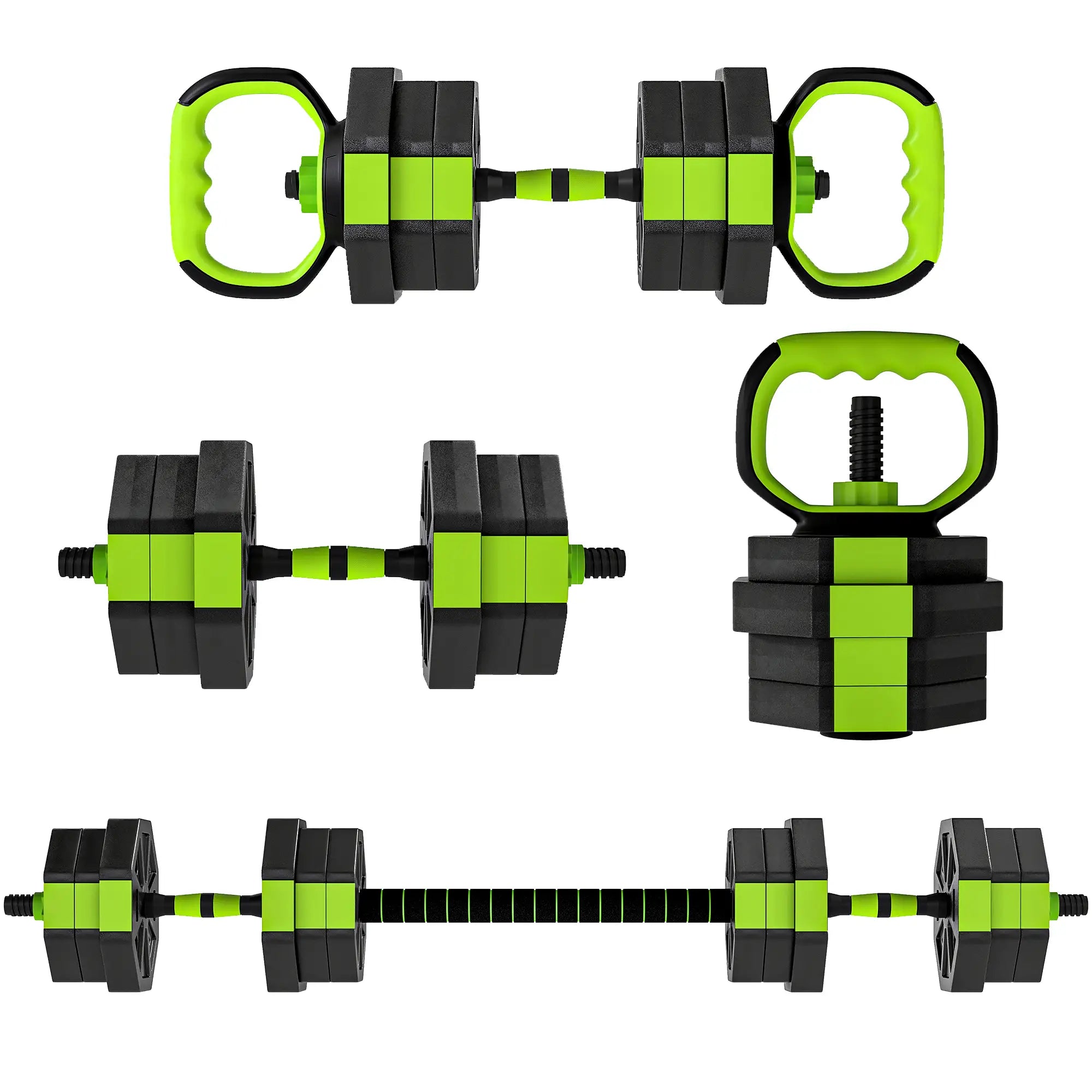 Adjustable Dumbbell Set, 44lbs, Kettlebell Barbell Dumbbell Push-Up Stand, Green Dumbbells & Barbells at Gallery Canada