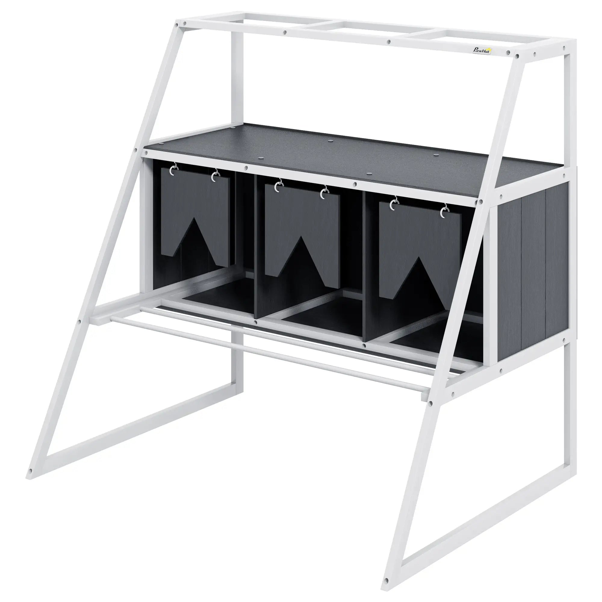 3 Compartment Chicken Nesting Box, Privacy Curtains, Perches, 6-12 Hens Chicken Coops White, Grey at Gallery Canada