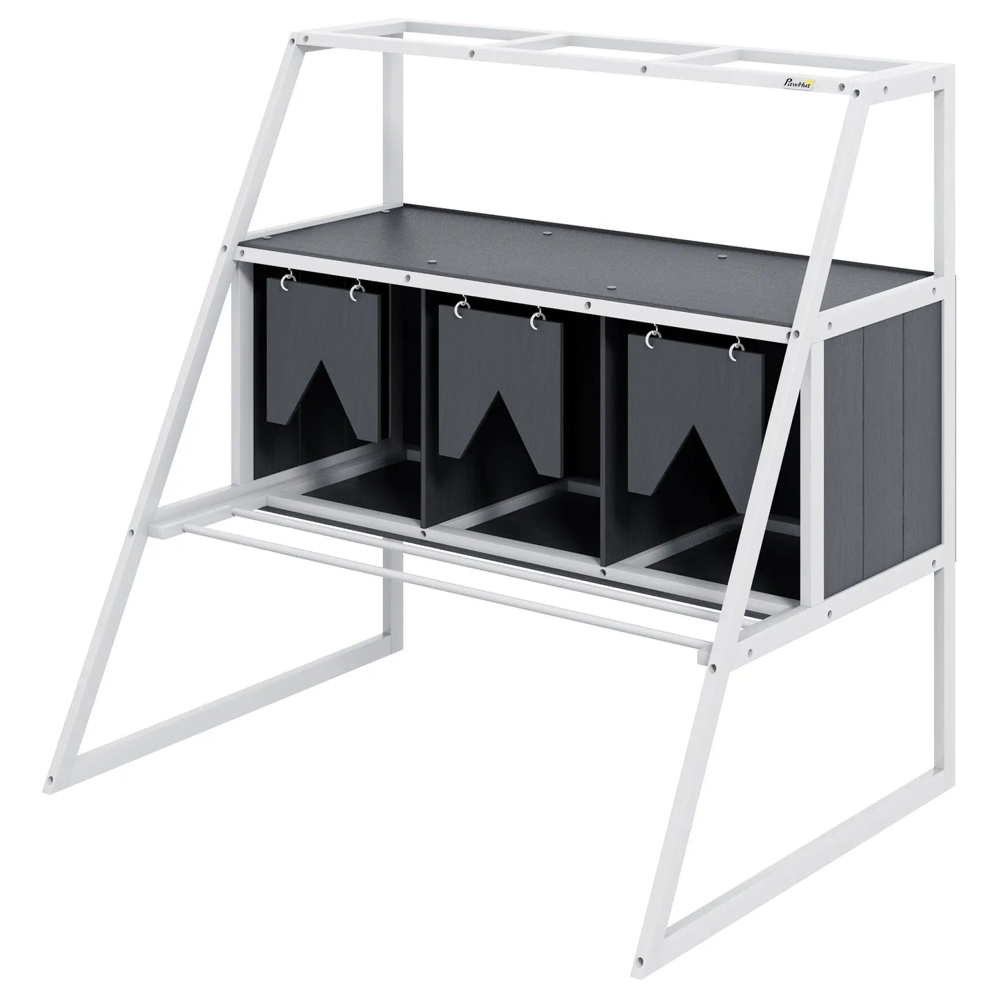 3 Compartment Chicken Nesting Box, Privacy Curtains, Perches, 6-12 Hens Chicken Coops White, Grey at Gallery Canada