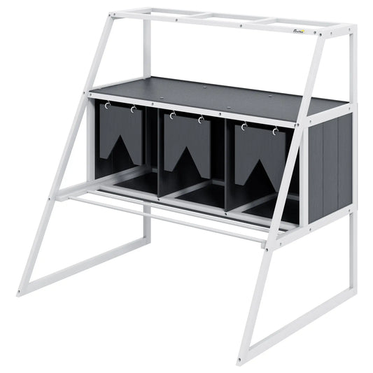 3 Compartment Chicken Nesting Box, Privacy Curtains, Perches, 6-12 Hens Chicken Coops White, Grey at Gallery Canada