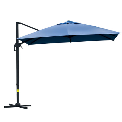 10x10ft Rotatable Square Cantilever Umbrella, 4 Adjustable Angles, Blue Cantilever Umbrellas Blue at Gallery Canada