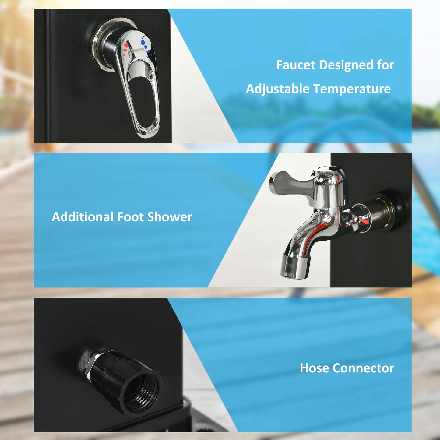10.6 Gallon Solar Heated Shower, Temperature Adjustment, Foot Shower Outdoor Swimming Pools & Hot Tubs at Gallery Canada