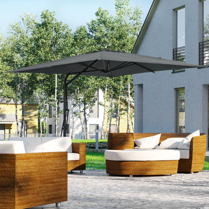 8FT Cantilever Patio Umbrella, Offset with Cross Base, Dark Gray Cantilever Umbrellas at Gallery Canada