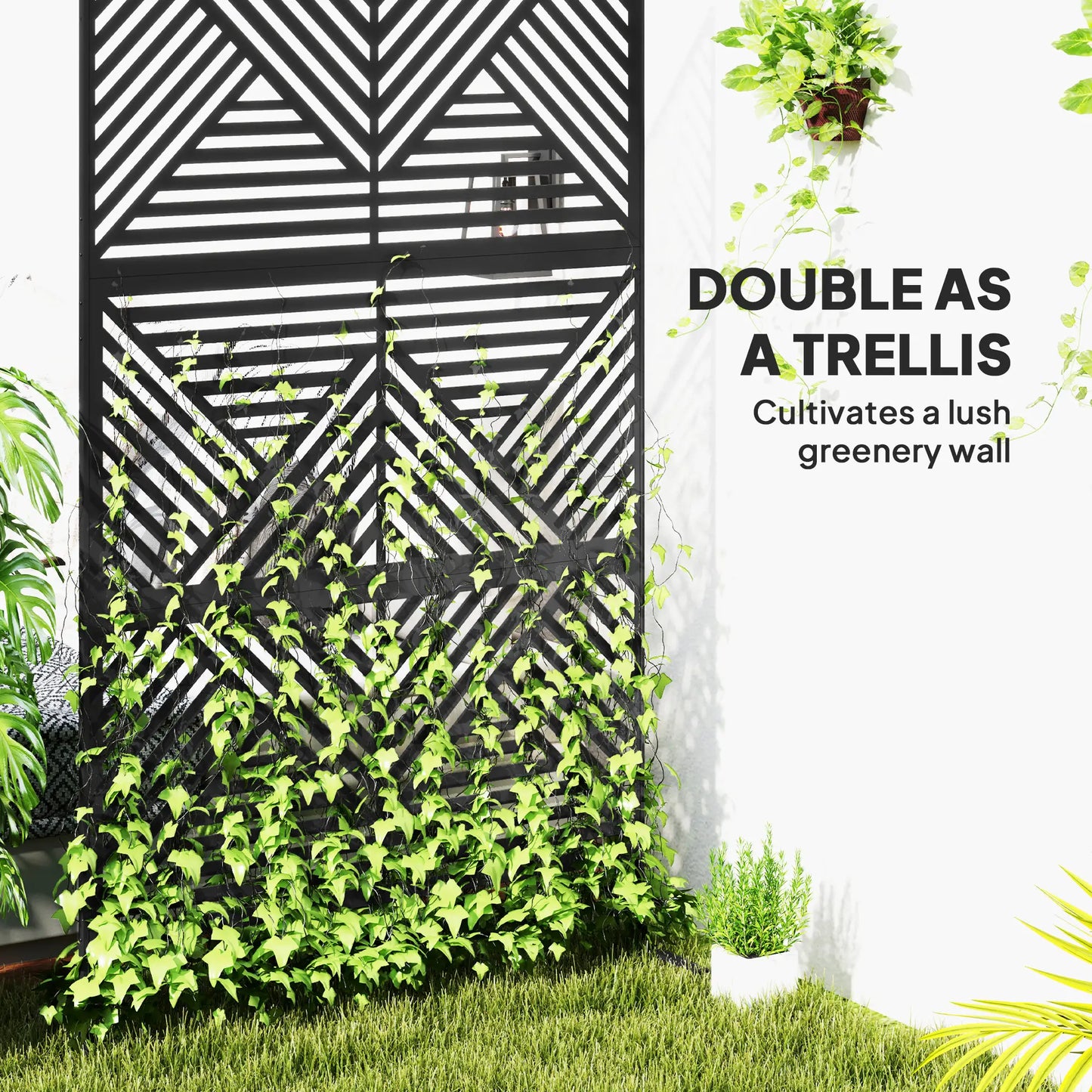 Metal Outdoor Privacy Screen, 78" x 48", Black Side Awnings at Gallery Canada