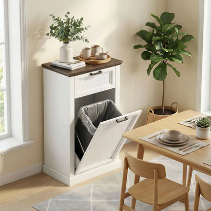 10 Gallon Trash Can Cabinet With Drawer, White Wood Effect, White Storage Cabinets at Gallery Canada