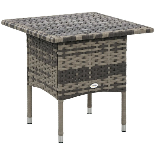 20" Patio Wicker Coffee Table, Outdoor, Mixed Grey, Grey Patio Side Tables Black, Mixed Grey at Gallery Canada
