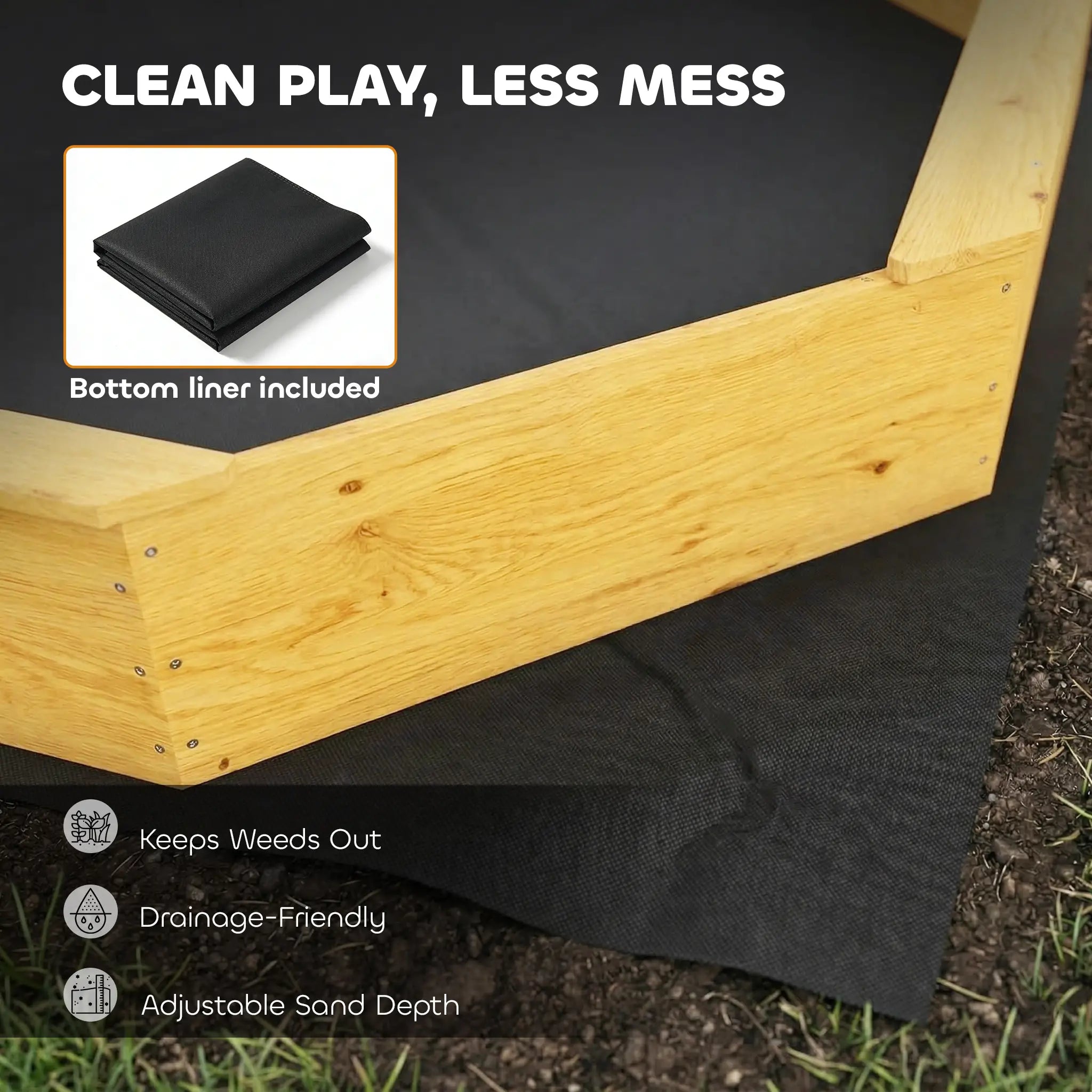 Wooden Kids Sandbox With Large Canopy, 4 Bench Seats, Bottom Liner, Yellow Sandboxes & Accessories at Gallery Canada