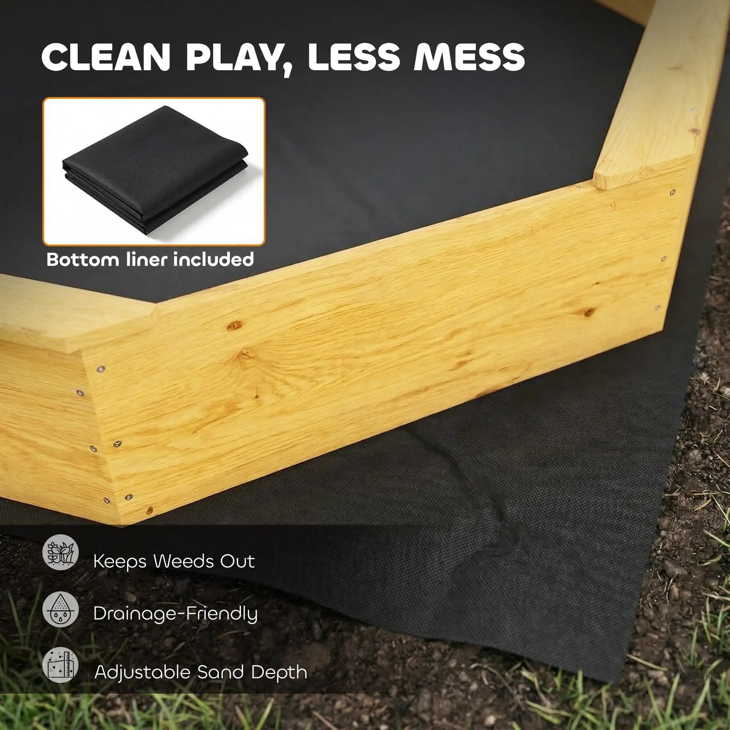 Wooden Kids Sandbox With Large Canopy, 4 Bench Seats, Bottom Liner, Yellow Sandboxes & Accessories at Gallery Canada