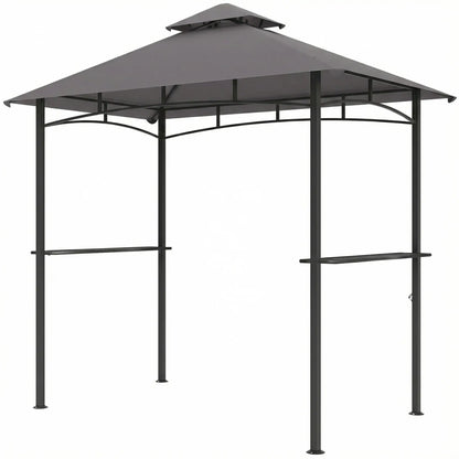 8' x 5' BBQ Grill Gazebo Tent, Double Tiered Canopy, Dark Grey BBQ Grill Gazebos Dark Grey at Gallery Canada