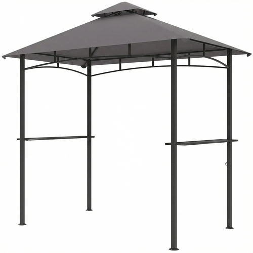8' x 5' BBQ Grill Gazebo Tent, Double Tiered Canopy, Dark Grey