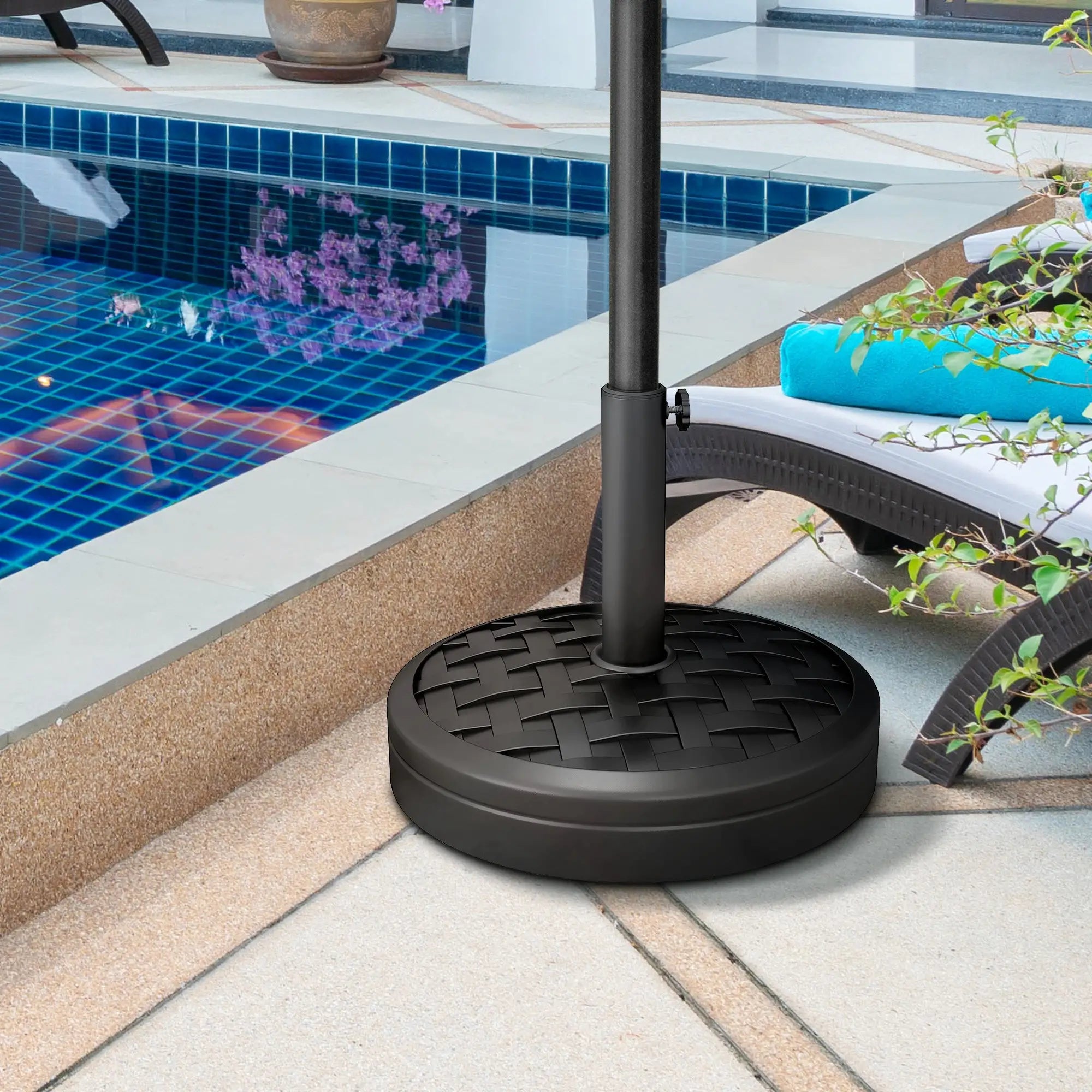 40lbs. Concrete Umbrella Base, Rattan Effect, Heavy Duty, Black Umbrella Bases at Gallery Canada