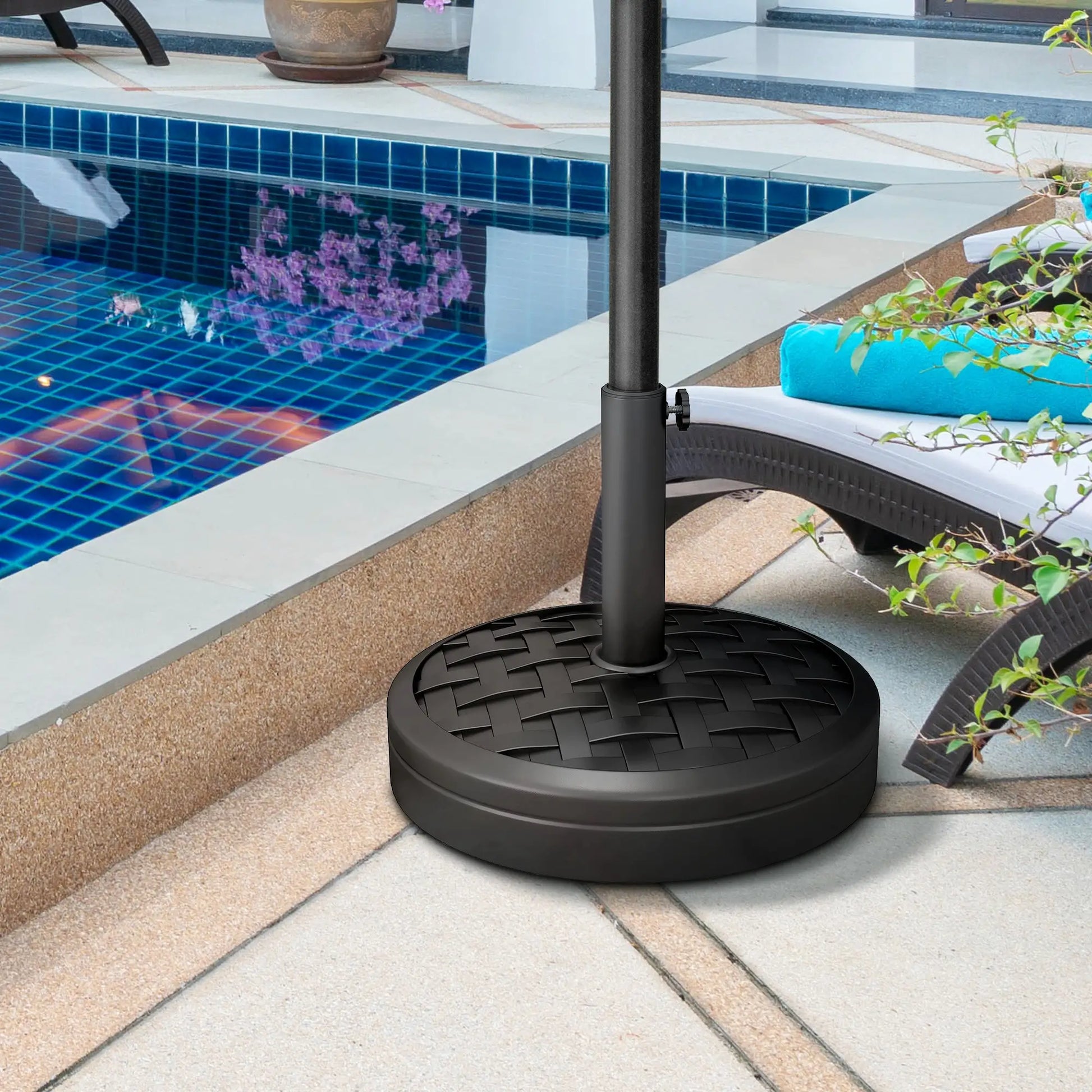 40lbs. Concrete Umbrella Base, Rattan Effect, Heavy Duty, Black Umbrella Bases at Gallery Canada