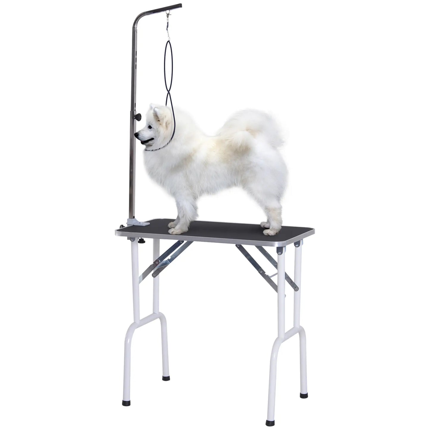 Foldable Pet Grooming Table for Dogs Cats with Adjustable Arm, Non-slip Surface, Black Dog Grooming Tables Black, White at Gallery Canada