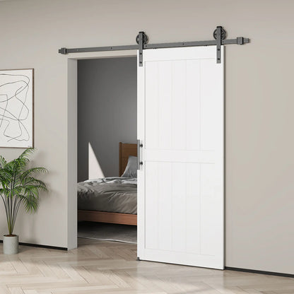 32inx84in Barn Door, Sliding Hardware Kit, Upgraded Rollers, White Door Hardware at Gallery Canada