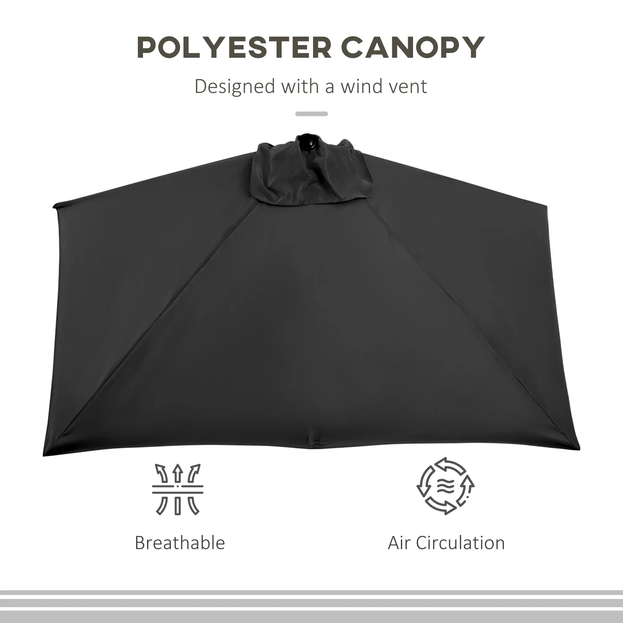 8ft Half Round Umbrella, Outdoor Balcony Parasol, Patio Garden Sun Shade, 5 Ribs Sun Umbrellas at Gallery Canada