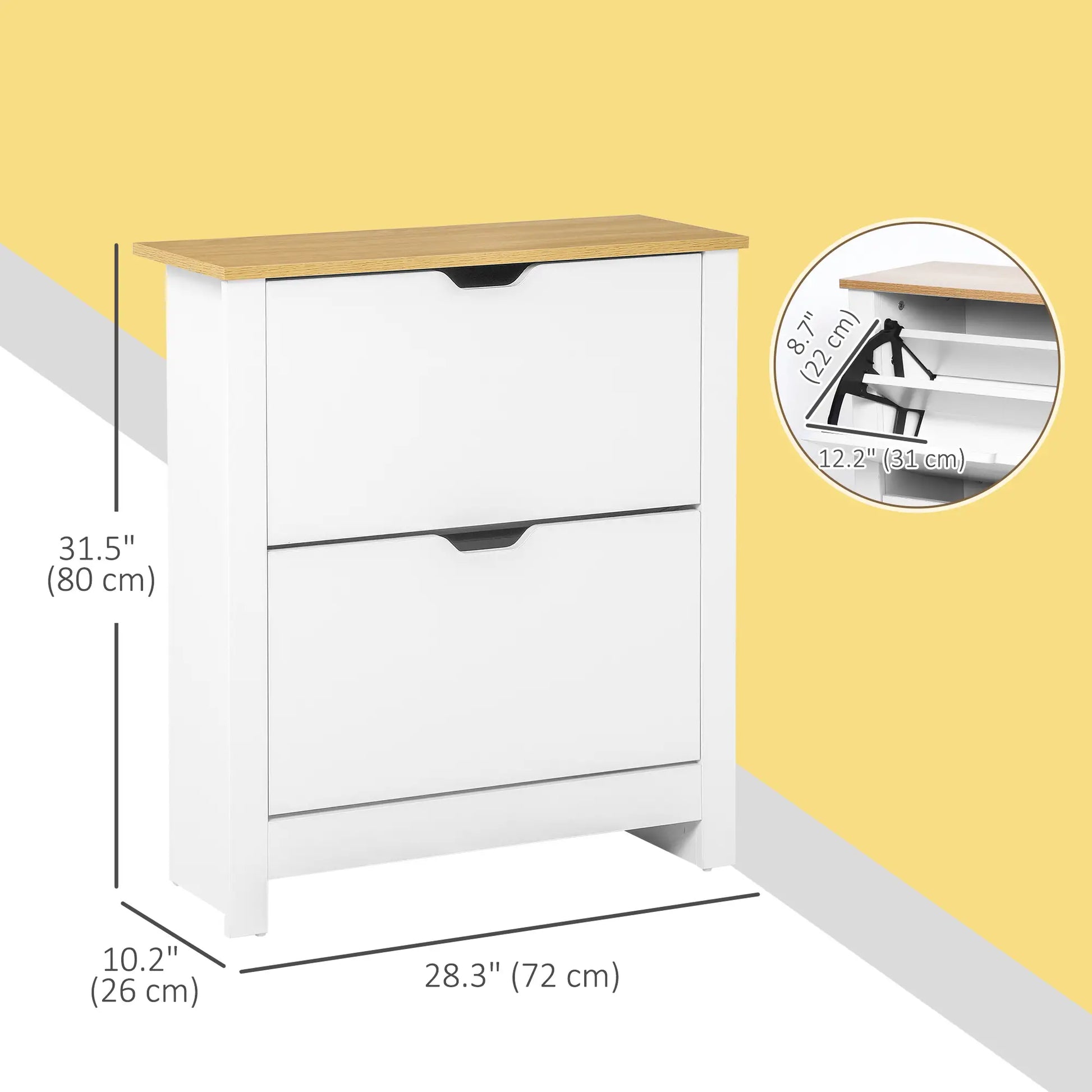 Shoe Storage Cabinet, 2 Flip Drawers, Adjustable Shelves, White Shoe Storage Cabinets & Racks at Gallery Canada