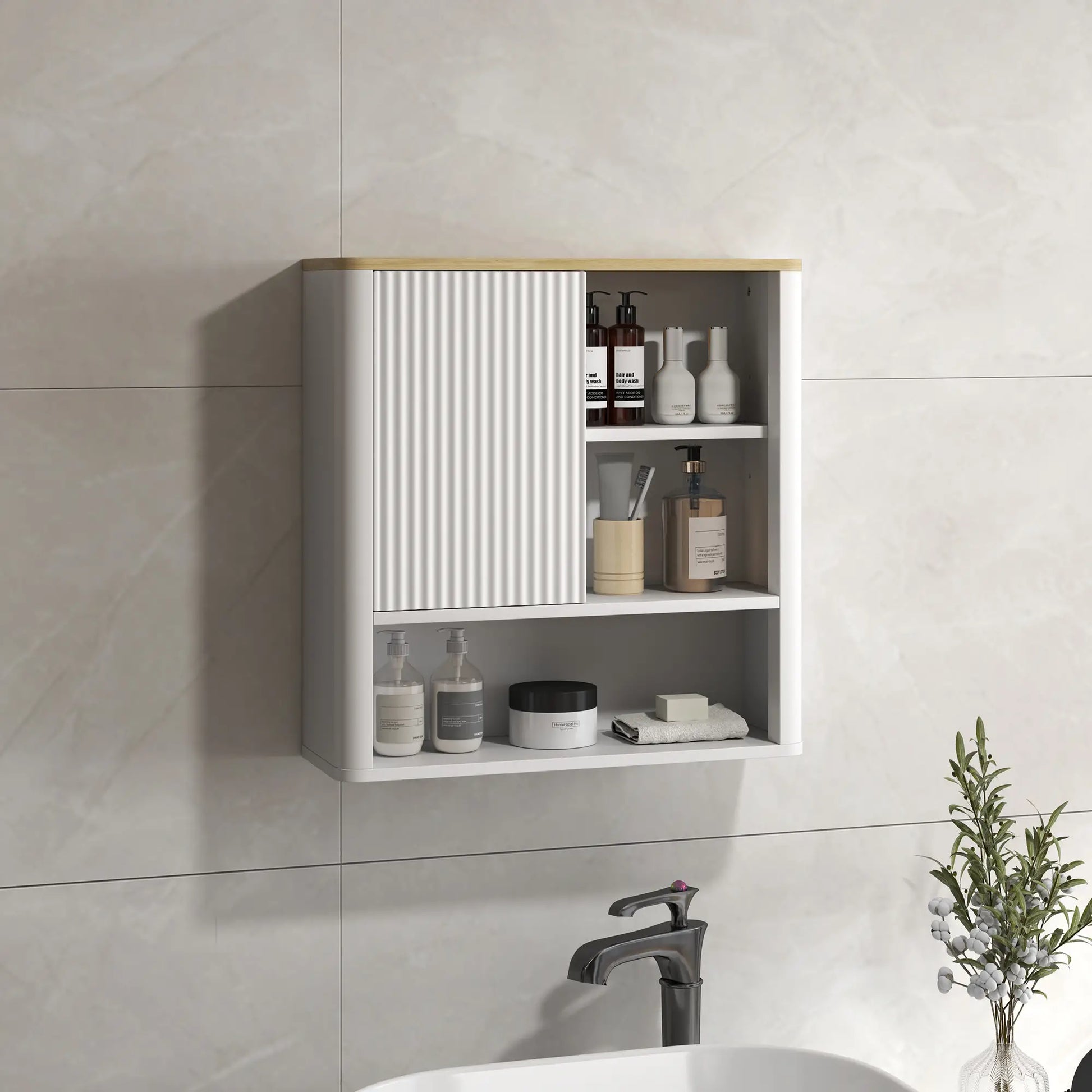 Bathroom Wall Cabinet, Medicine Cabinet with Adjustable Shelves, White Bathroom Cabinets at Gallery Canada